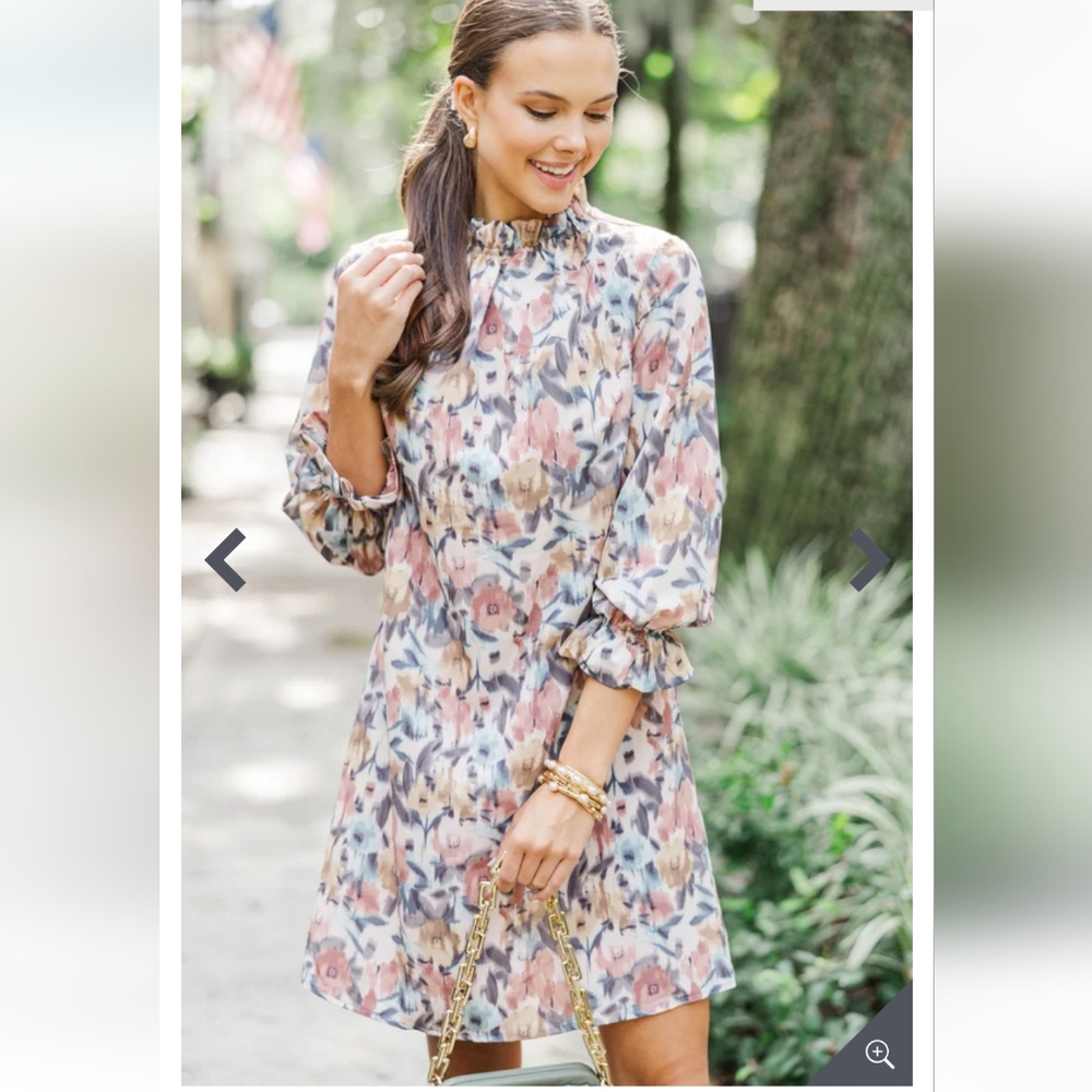 Beauty And Brains Cinnamon Brown Floral Shift Dress,  Size XL